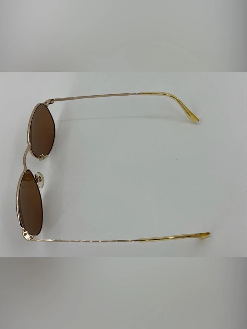 Vintage 1990s Helmut Lang Original Sunglasses Gold Tone Frame Brown Lens w/ Case